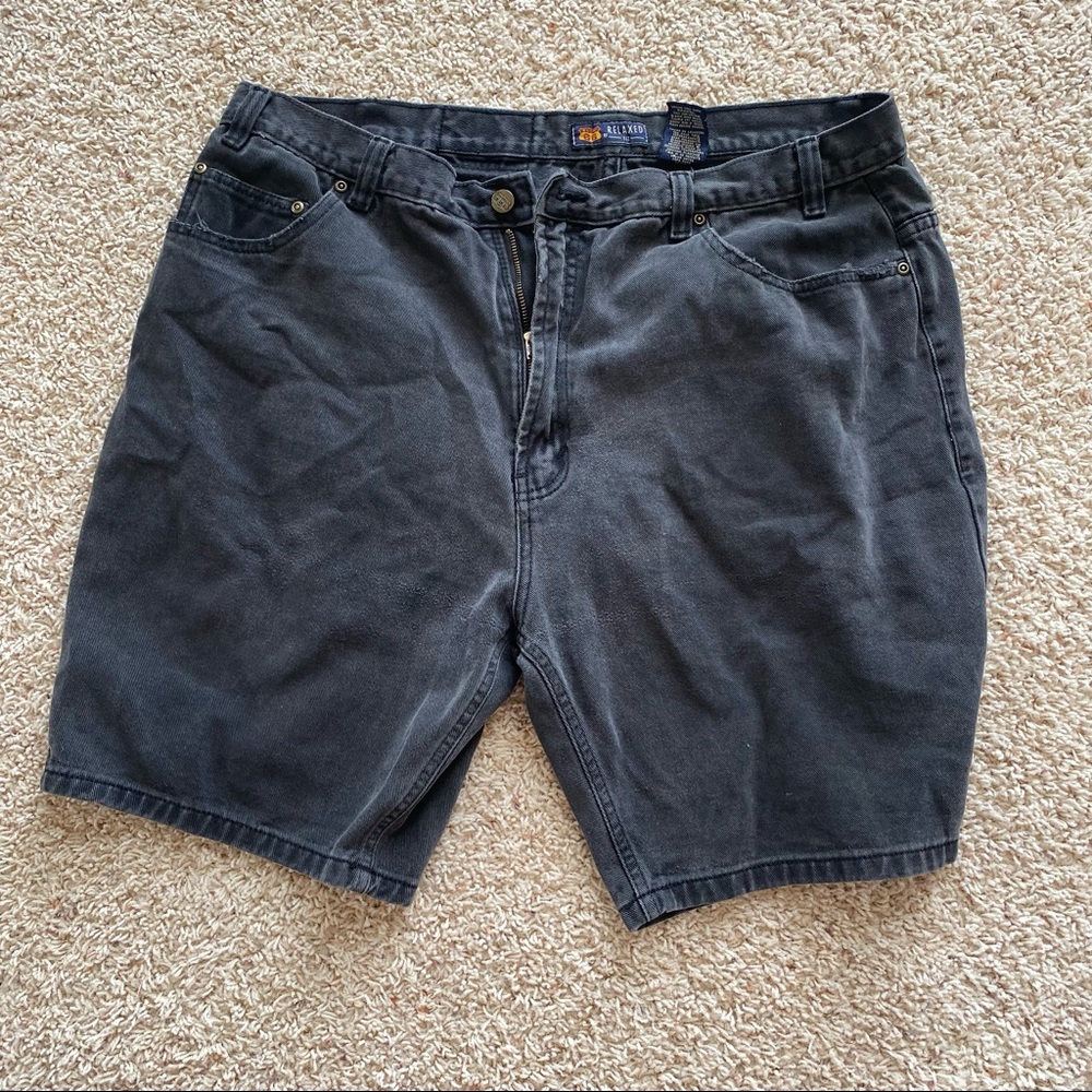 Route 66 Relaxed Fit Black Jean Shorts